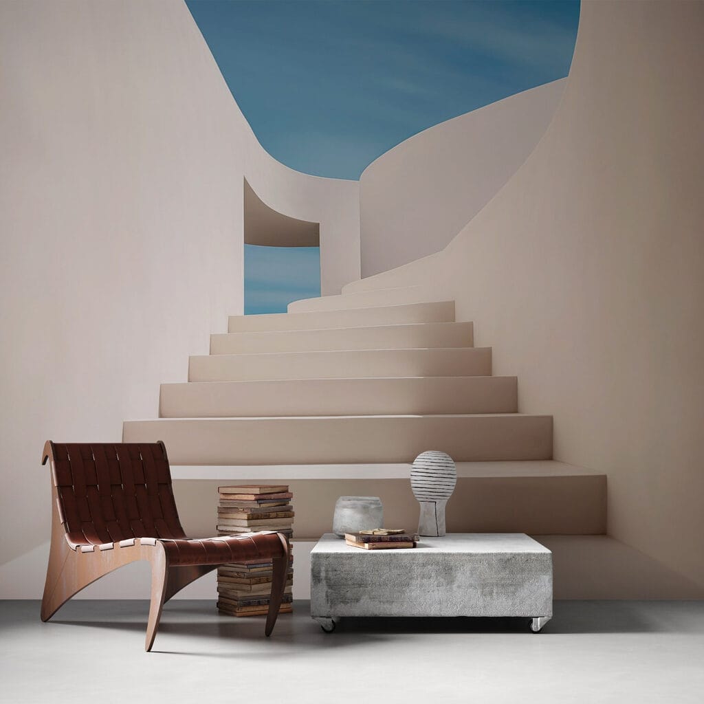 White staircase with a blue sky White staircase with a blue sky