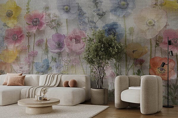 Wall murals Wall murals Group of flowers on a white background (SKU: w08727)