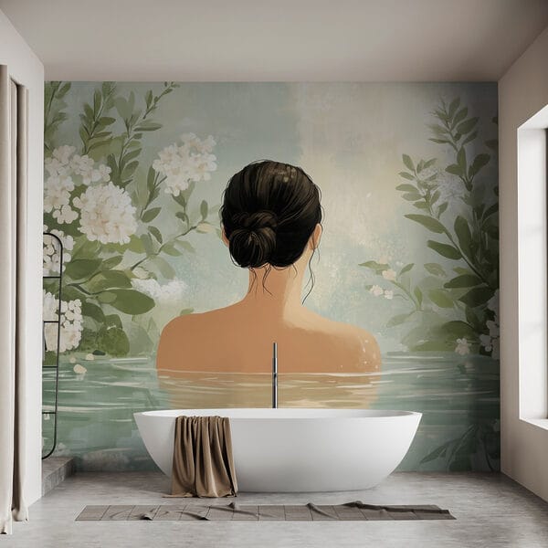 Woman in water with flowers Woman in water with flowers