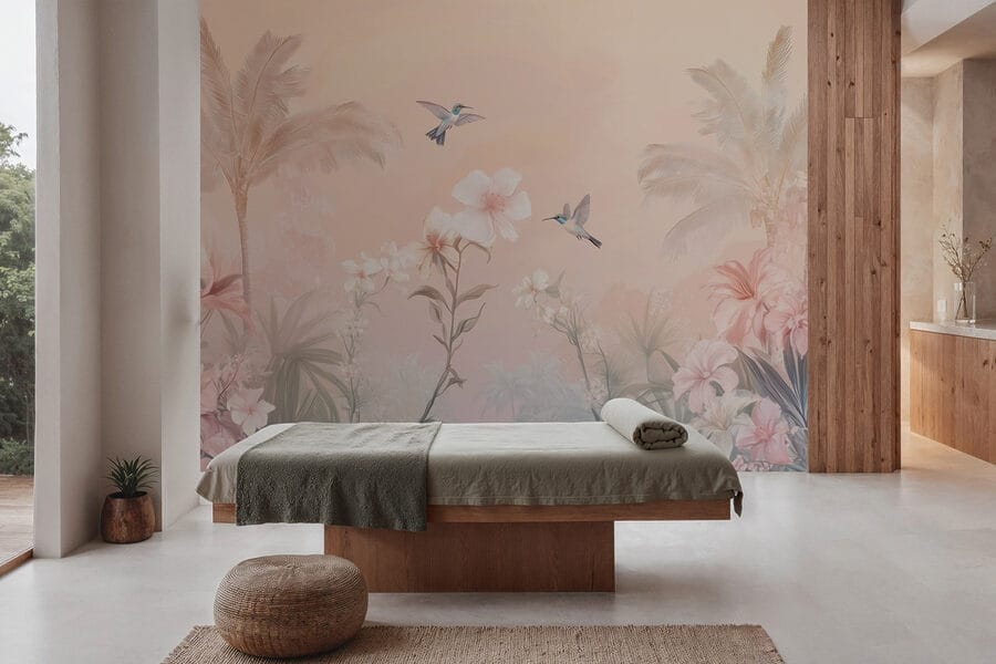 Wall murals Group of birds flying over flowers - Image 3