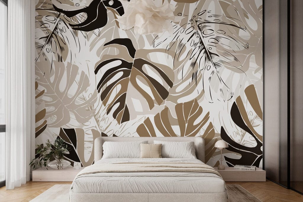 Pattern of leaves on a white background