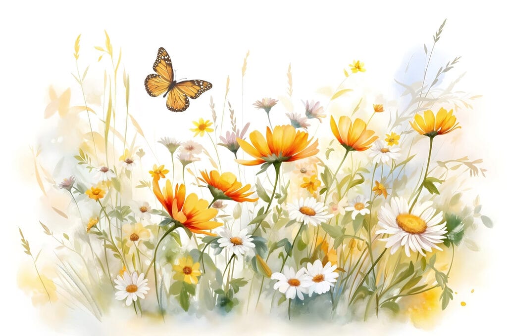 Butterfly flying over flowers Butterfly flying over flowers