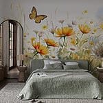 Wall murals Butterfly flying over flowers