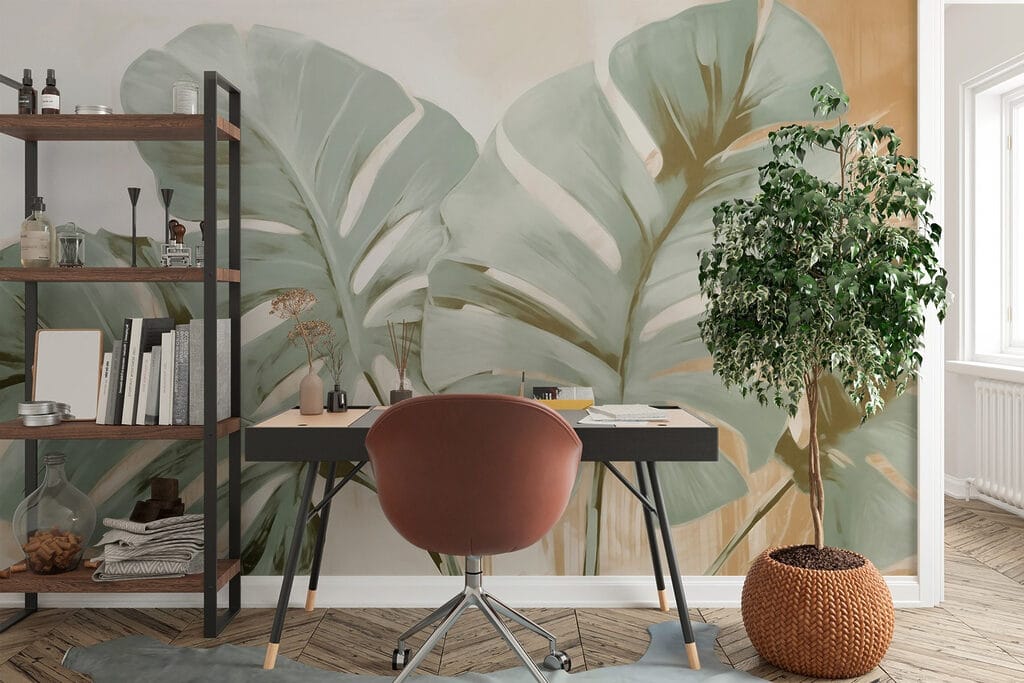 Painting of leaves on a wall Painting of leaves on a wall