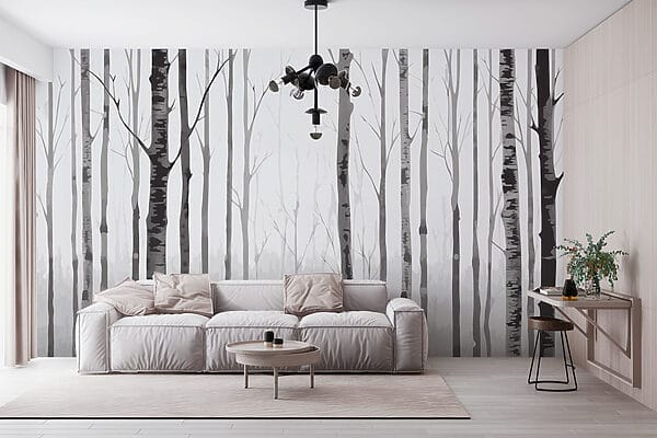 Group of trees in a forest Wall murals Group of trees in a forest