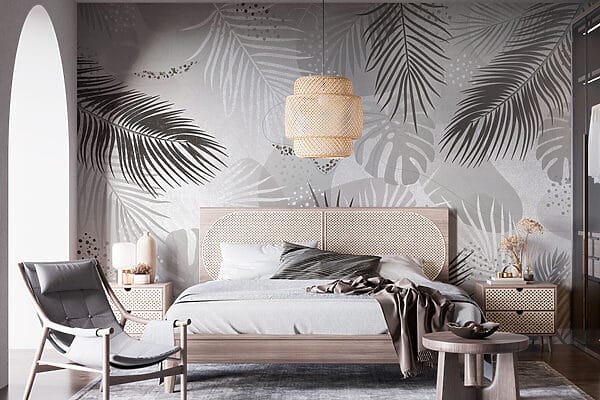 Grey and white background with leaves Grey and white background with leaves