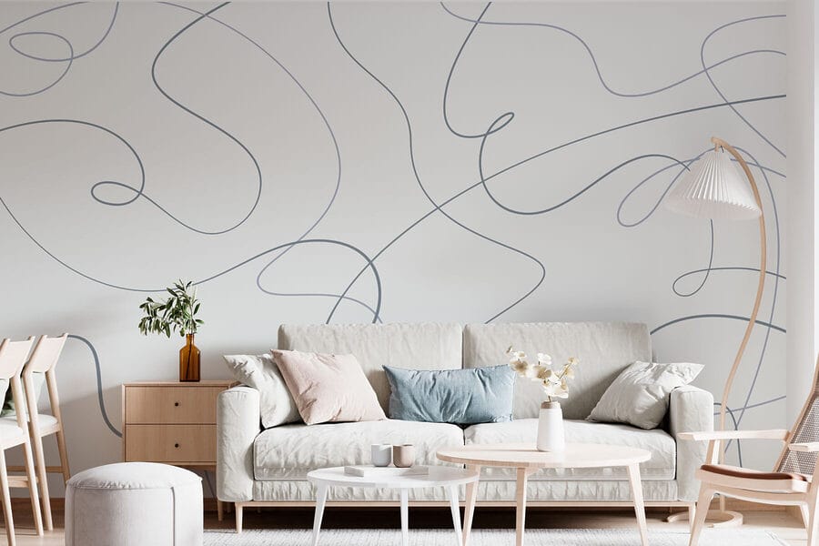 Wall murals White background with blue lines