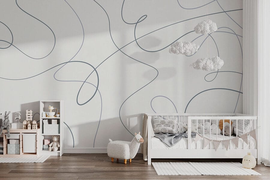 Wall murals White background with blue lines - Image 2