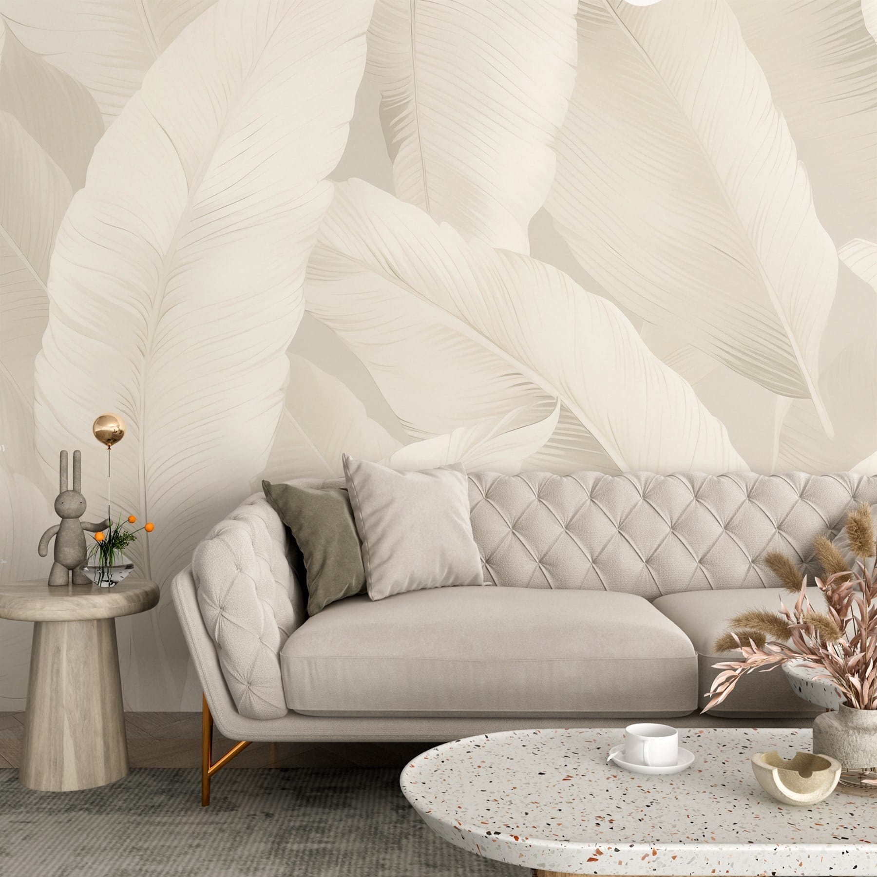 Soft leaves on a subtle backdrop