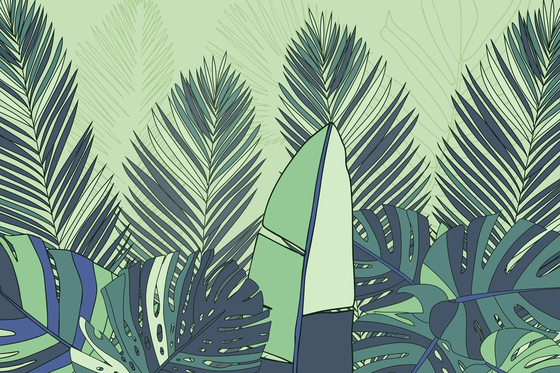 Group of green and blue leaves Group of green and blue leaves