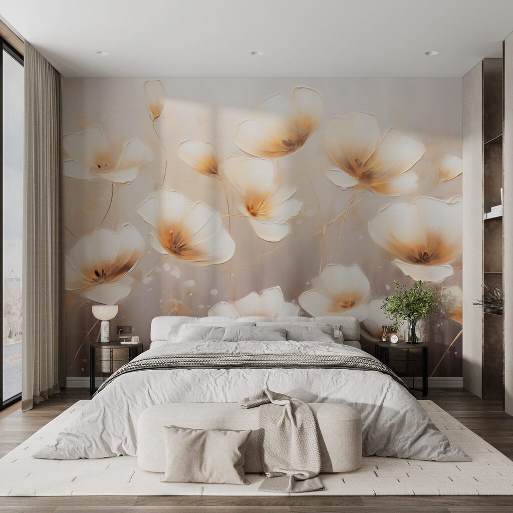Painting of flowers on a white background