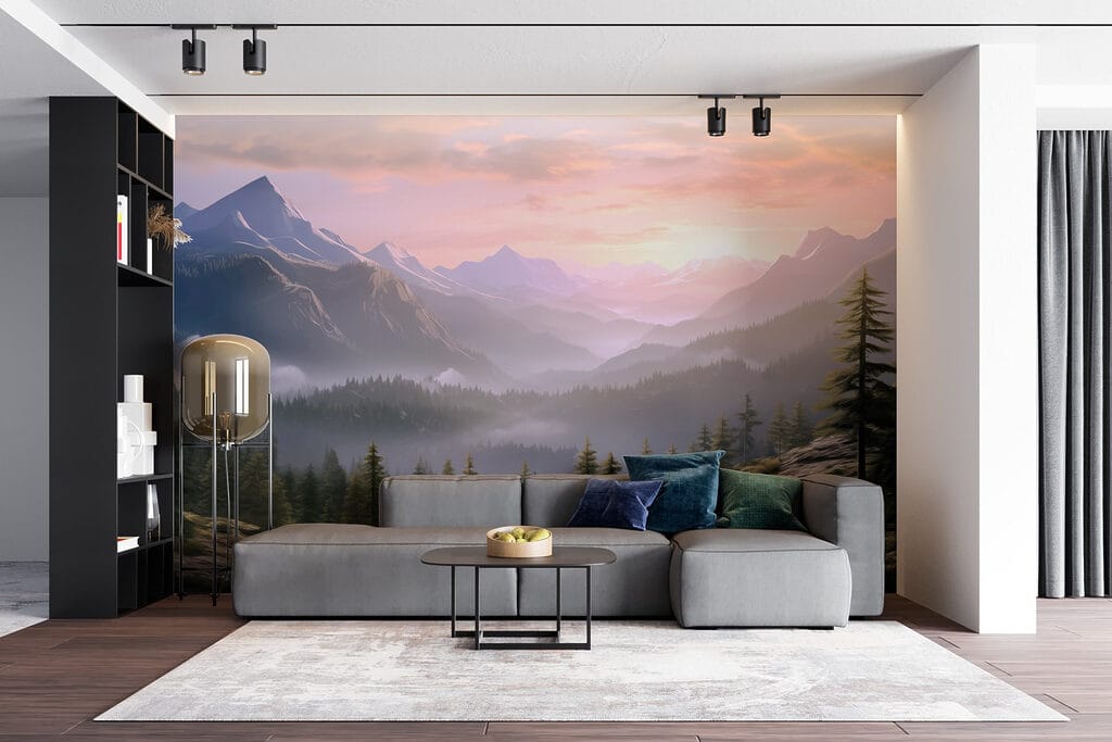 Landscape of mountains and trees Landscape of mountains and trees