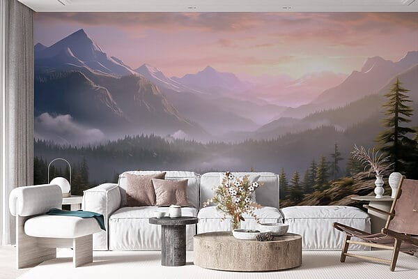 Landscape of mountains and trees Landscape of mountains and trees