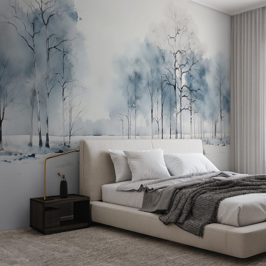 Group of trees in a snowy field Group of trees in a snowy field