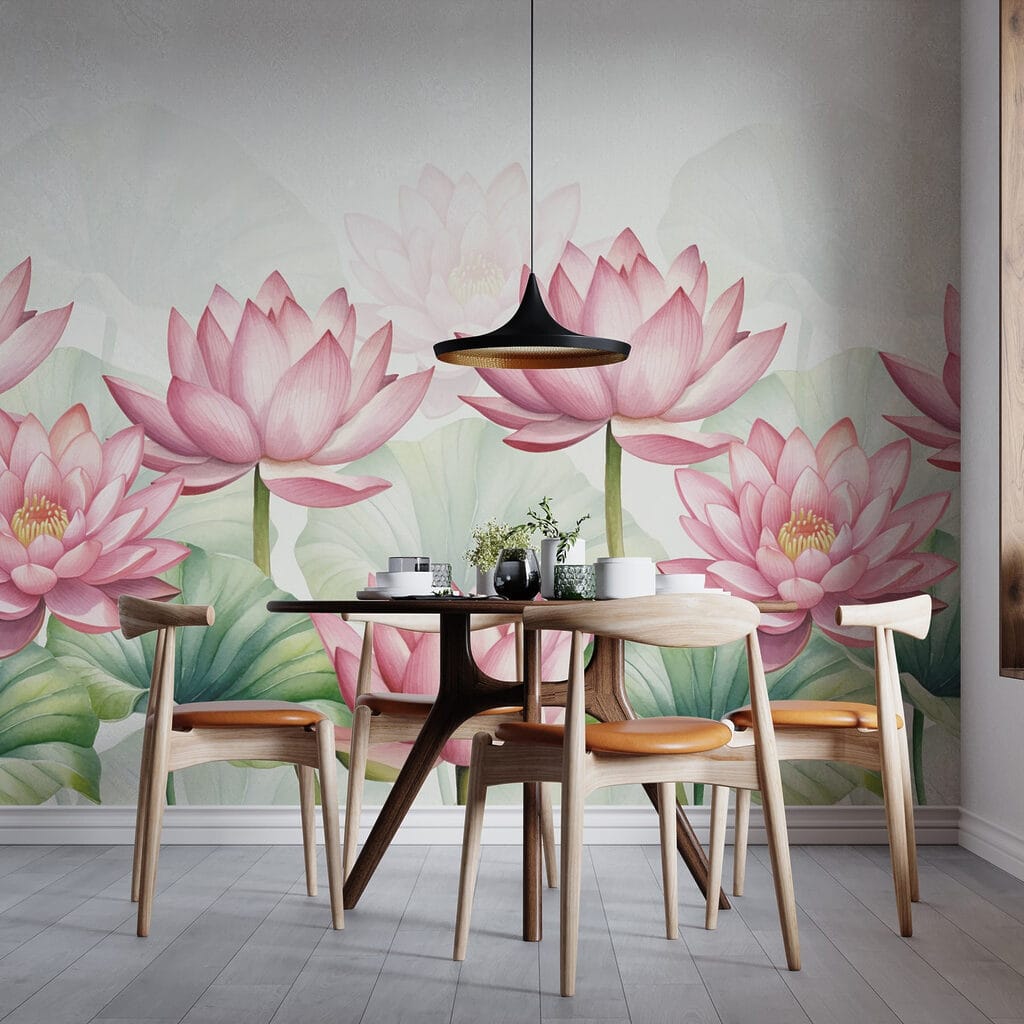 Group of pink flowers with green leaves