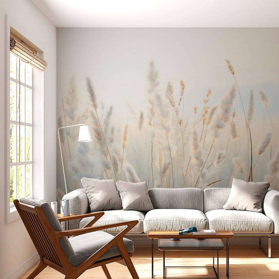 Wall murals Soft grasses in tranquil sunlight