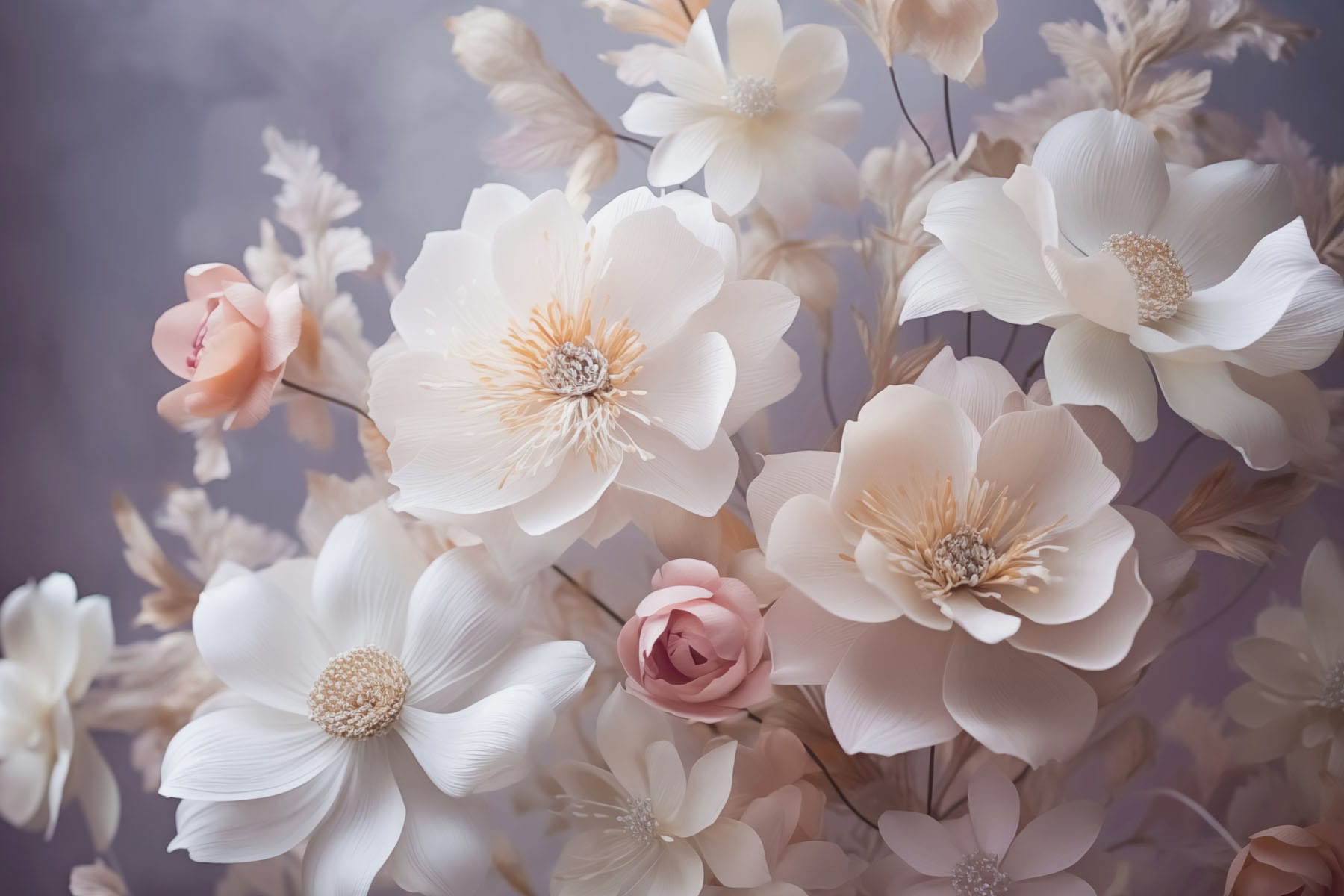 Group of white and pink flowers