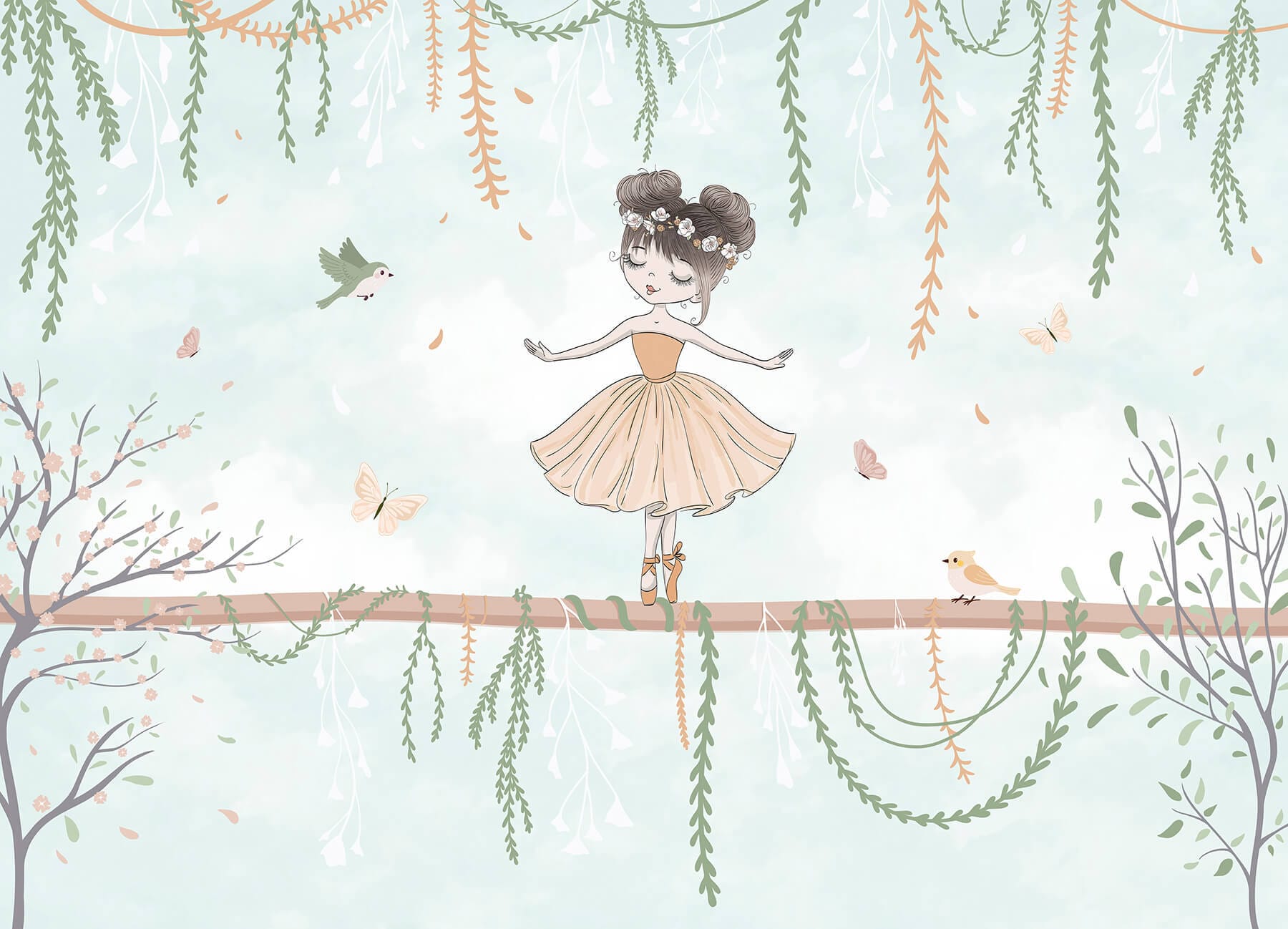 Cartoon of a girl on a branch
