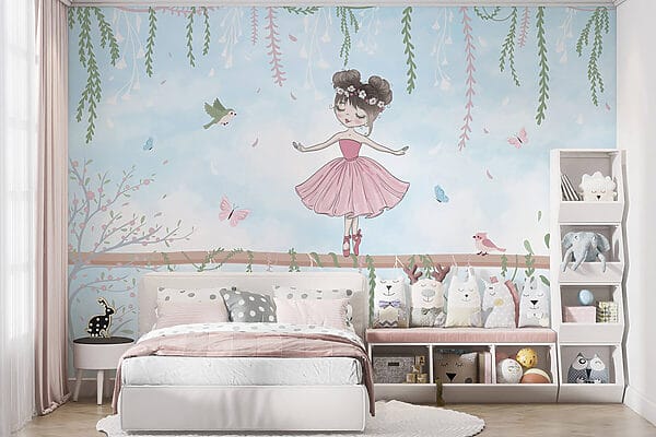 Girl in a pink dress on a branch Girl in a pink dress on a branch