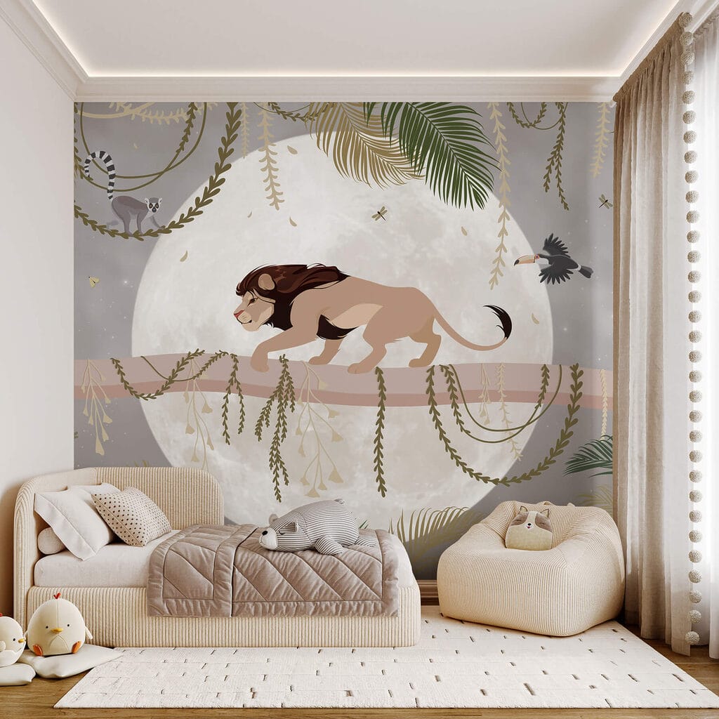 Lion on a tree branch