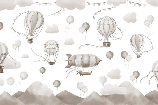 Pattern of hot air balloons and mountains Pattern of hot air balloons and mountains