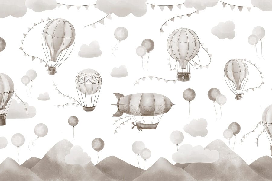 Pattern of hot air balloons and mountains Pattern of hot air balloons and mountains