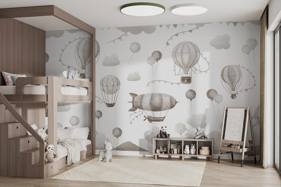 Pattern of hot air balloons and mountains Pattern of hot air balloons and mountains