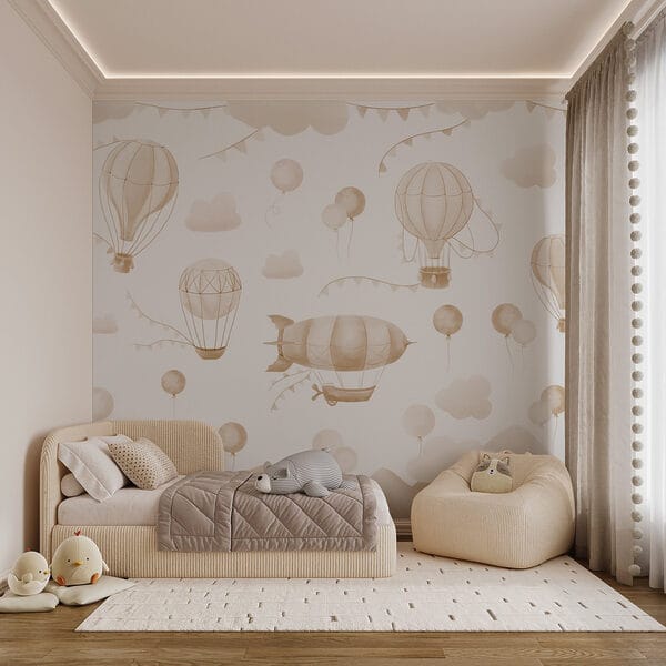 Group of hot air balloons and mountains Wall murals Group of hot air balloons and mountains