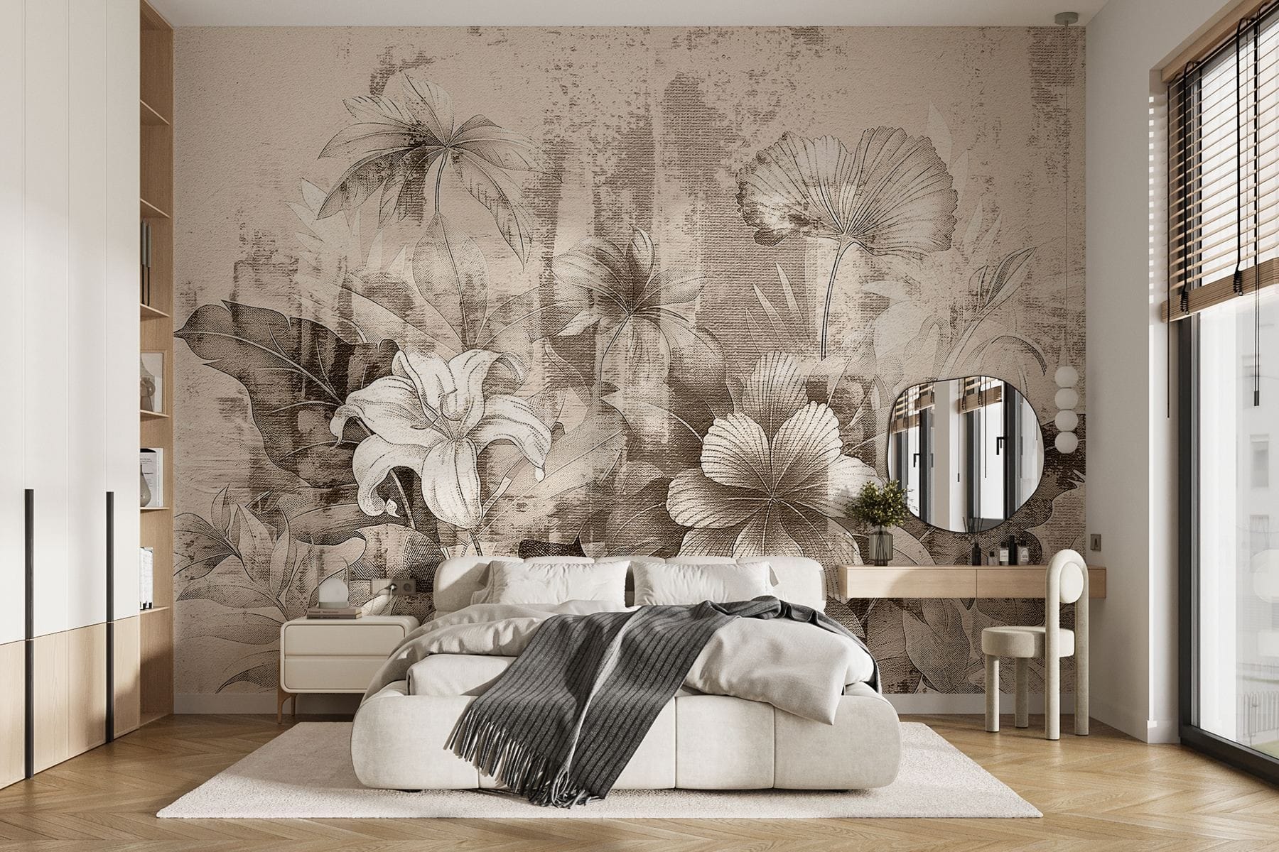 Delicate floral sketch in soft tones