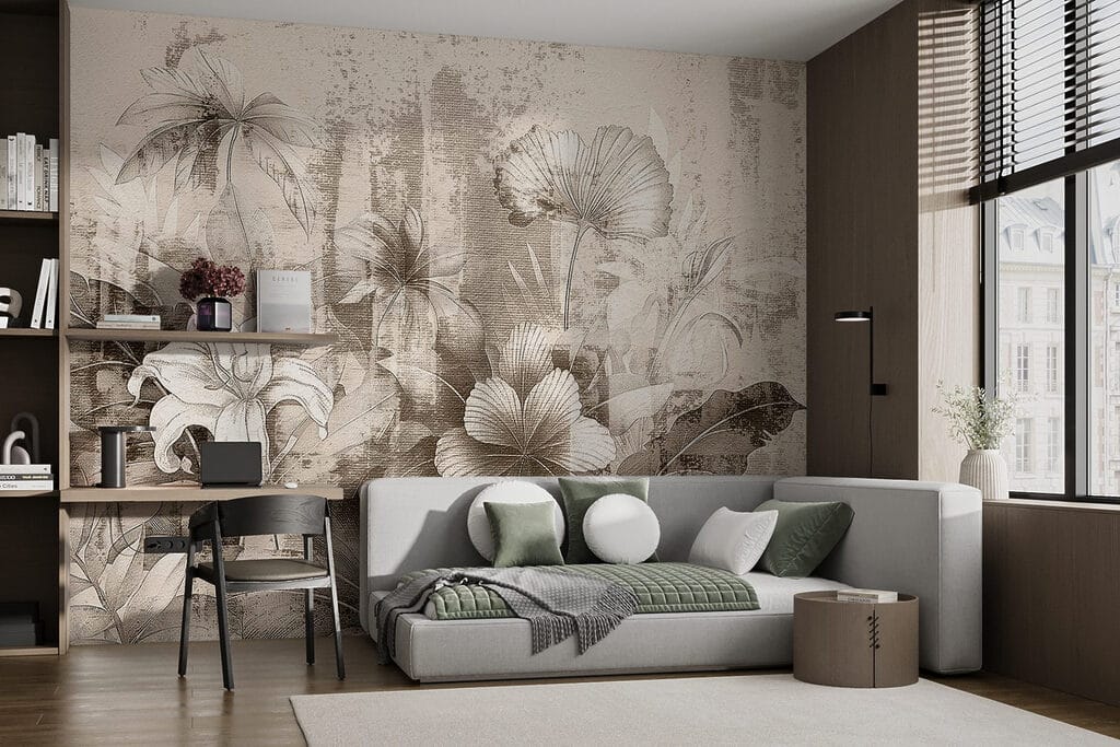 Delicate floral sketch in soft tones Delicate floral sketch in soft tones