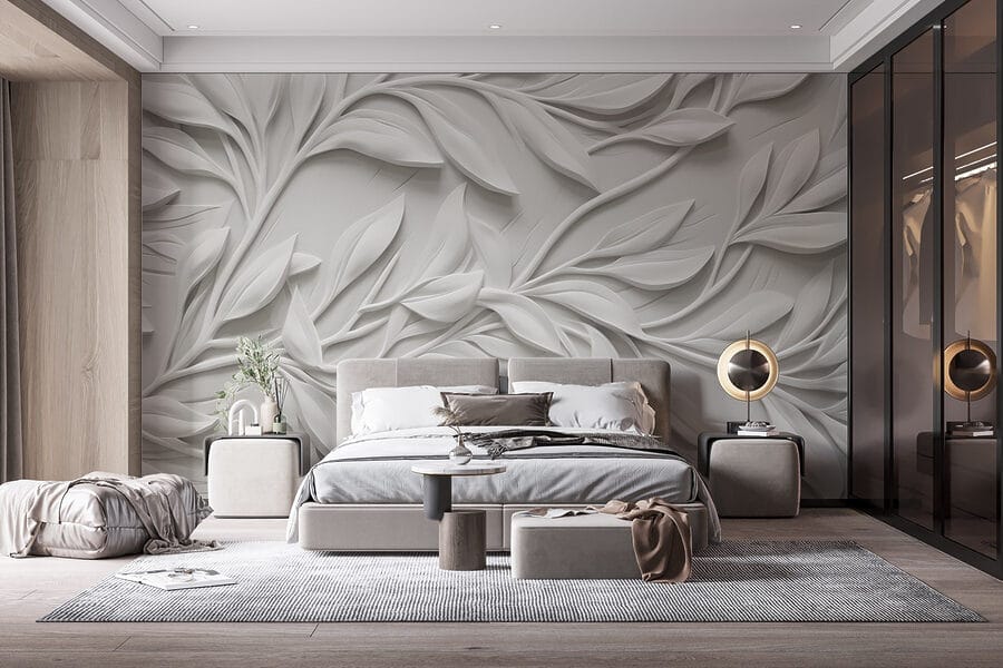 White wall with leaves White wall with leaves