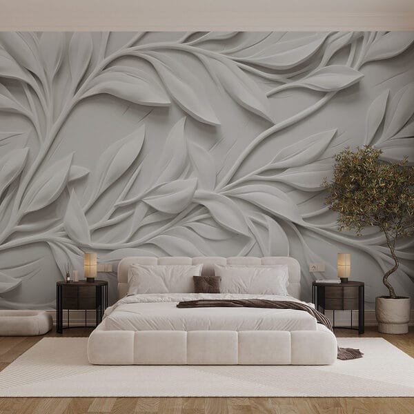 White wall with leaves White wall with leaves