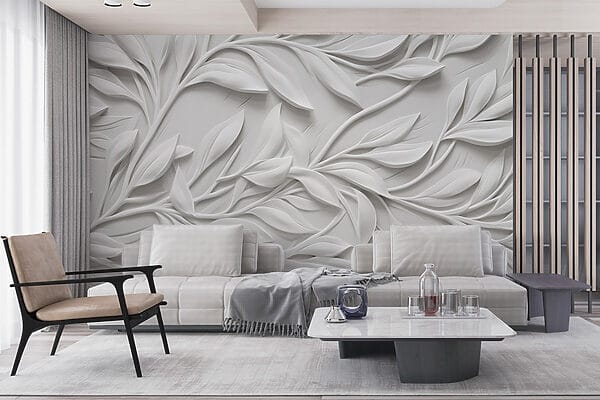 White wall with leaves White wall with leaves
