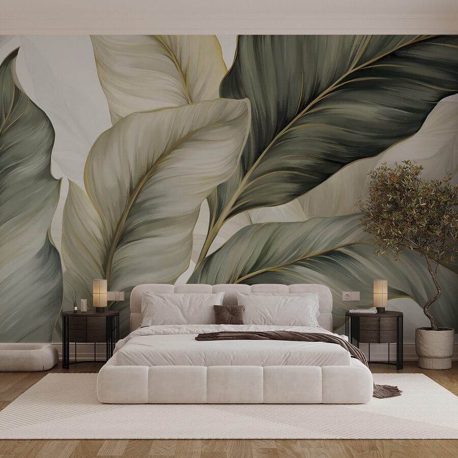 Wall murals Lush leaves in soft hues - Image 2