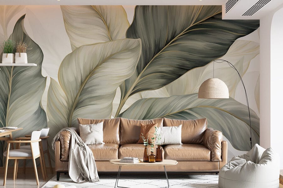 Wall murals Lush leaves in soft hues - Image 4