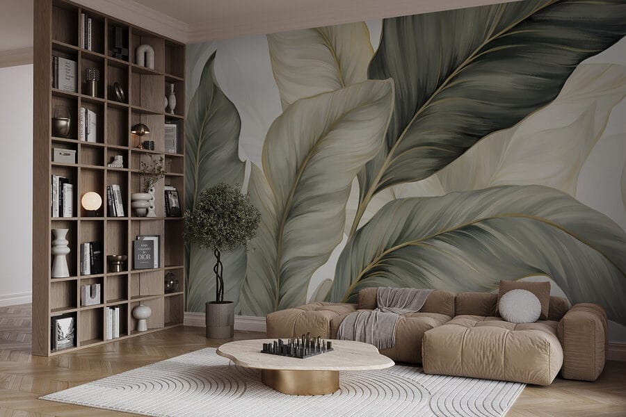 Wall murals Lush leaves in soft hues - Image 5