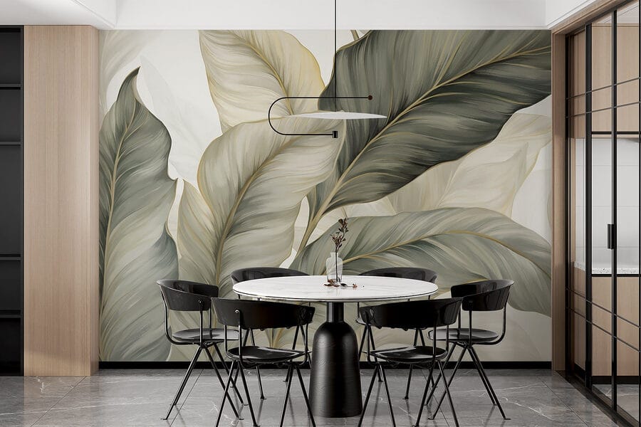Wall murals Lush leaves in soft hues - Image 6