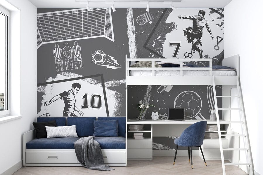 Wall murals Soccer Action in Monochrome Style