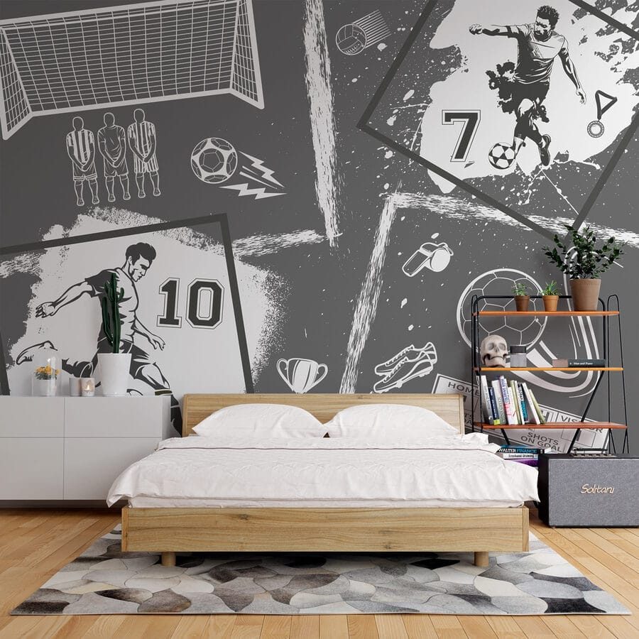 Wall murals Soccer Action in Monochrome Style - Image 2