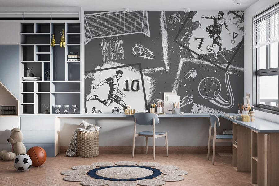 Wall murals Soccer Action in Monochrome Style - Image 3