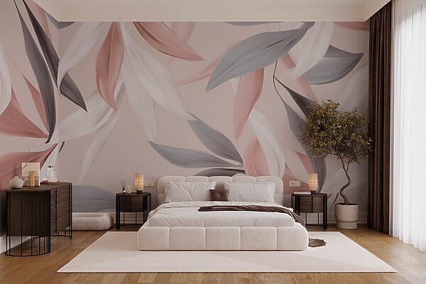 Wall murals Wall murals Delicate leaves in soft colors (SKU: w03123)