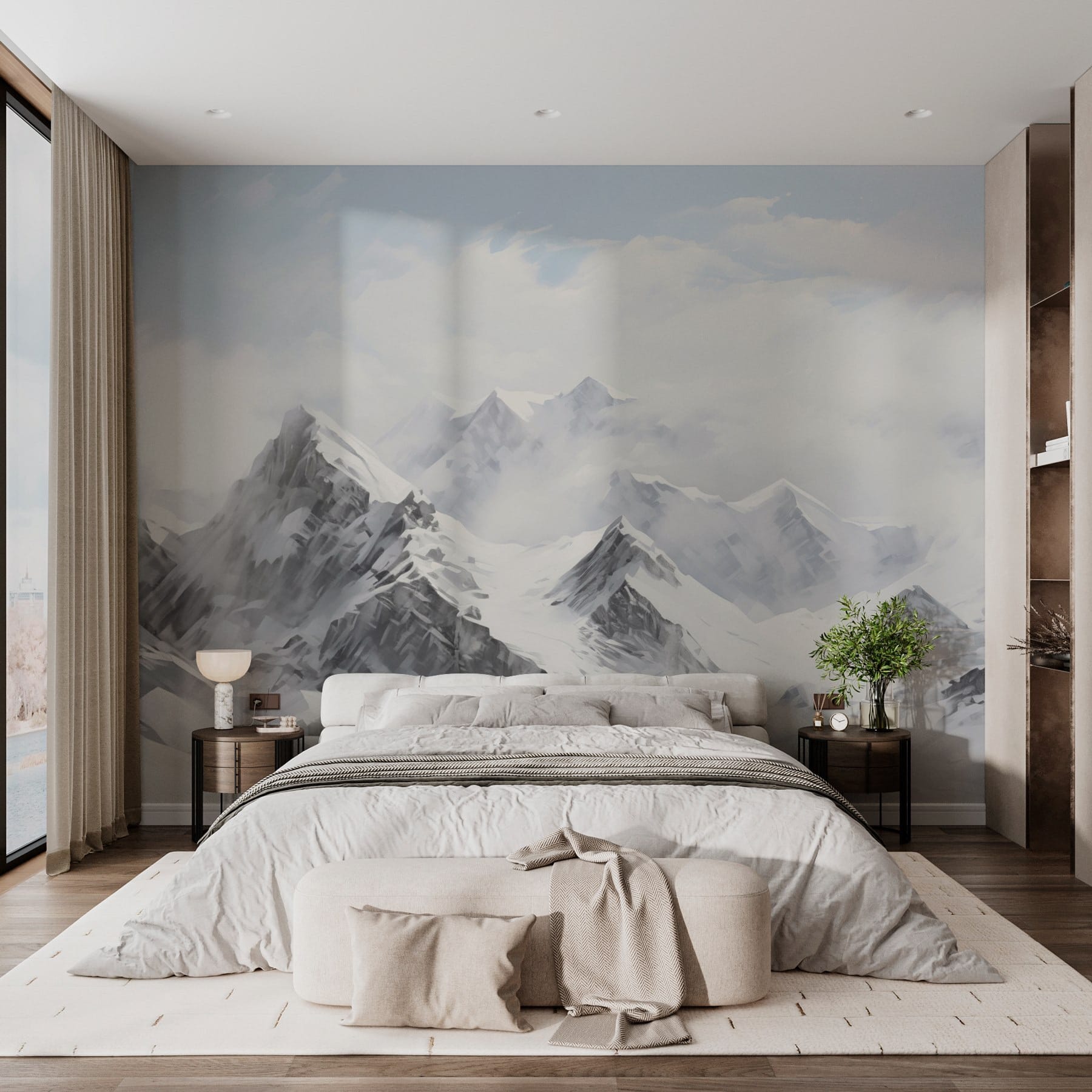 Snowy mountain range with clouds Snowy mountain range with clouds