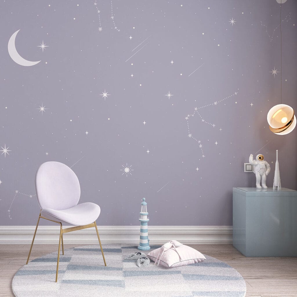 Moon and stars in the sky