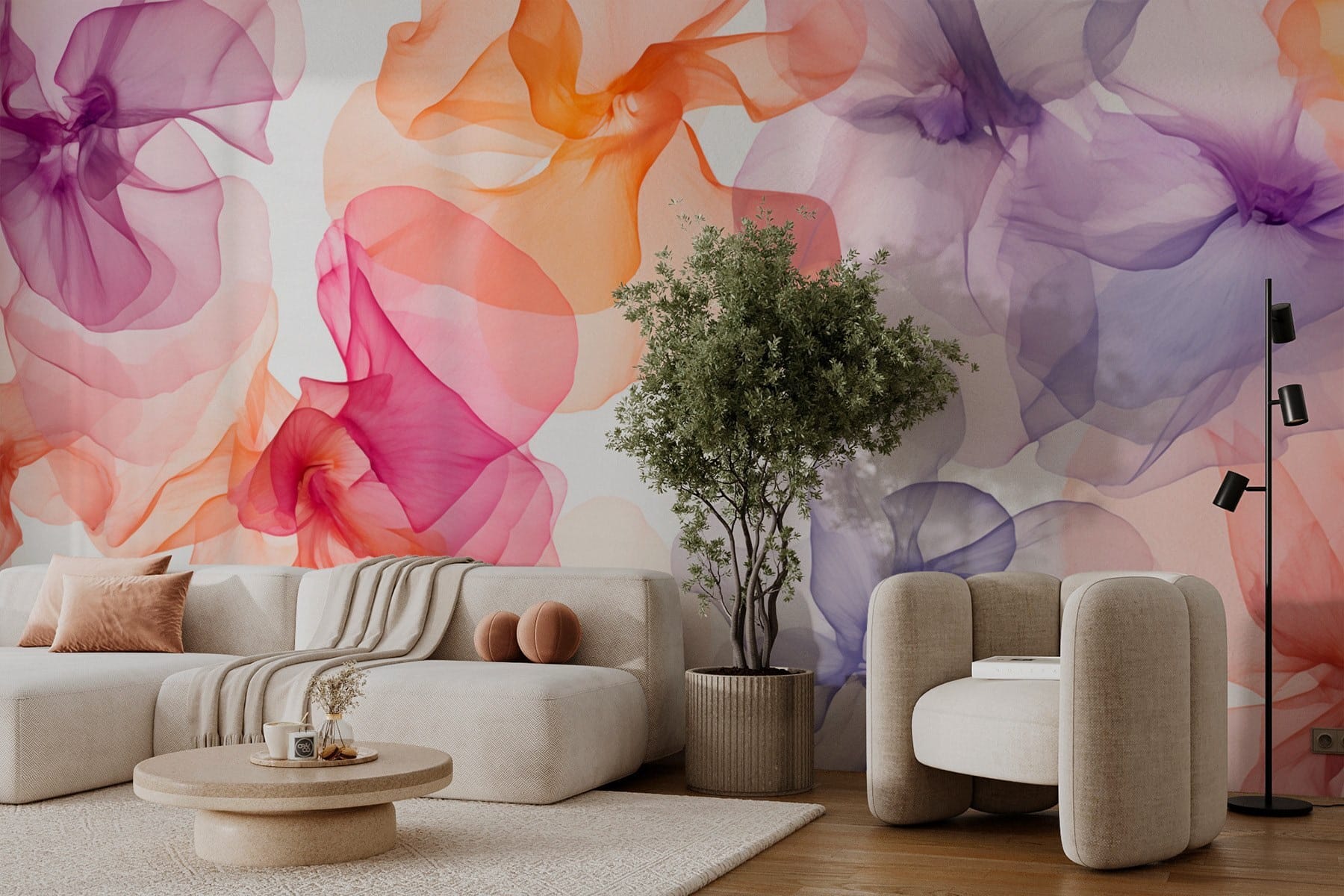 Group of flowers in different colors