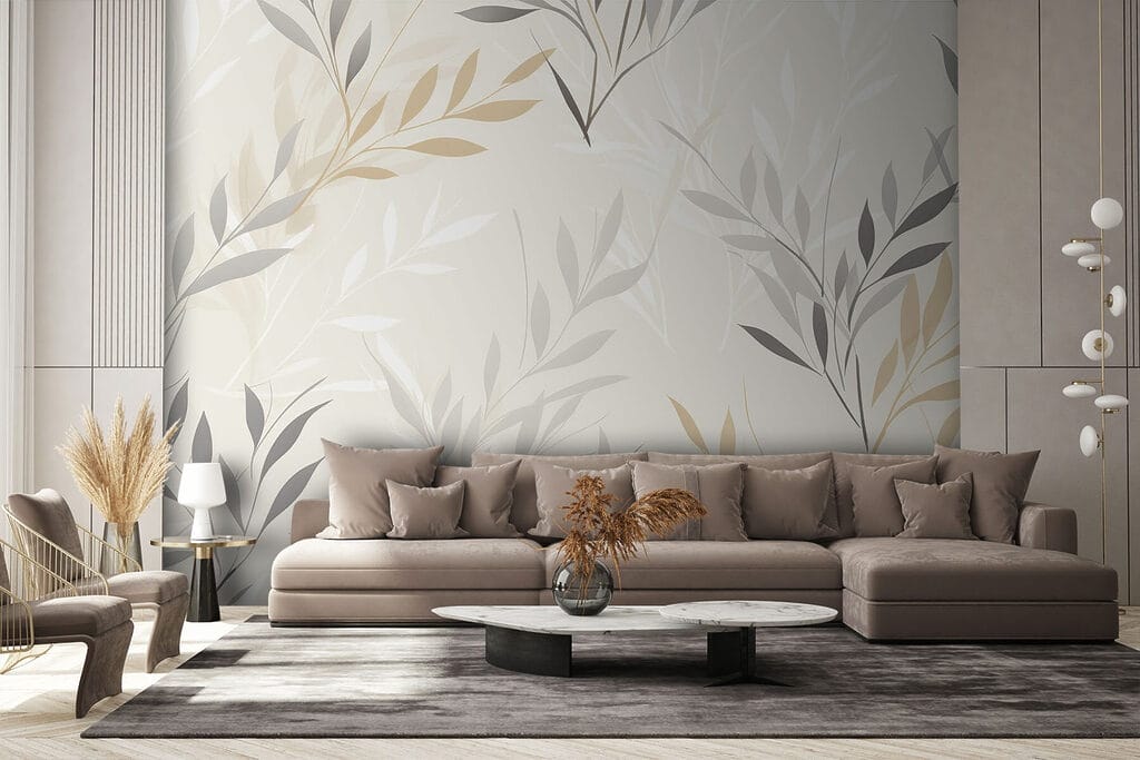 Pattern of leaves on a white background