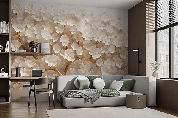 Wall murals Tree with white flowers (SKU: w08792) Wall murals Wall murals Tree with white flowers (SKU: w08792)