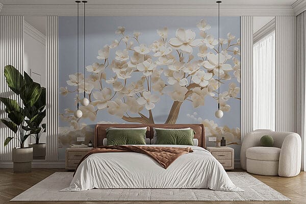 Wall murals Tree with white flowers (SKU: w08793) Wall murals Wall murals Tree with white flowers (SKU: w08793)