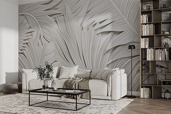 Wall murals White paper cut out of leaves (SKU: w08795) Wall murals Wall murals White paper cut out of leaves (SKU: w08795)