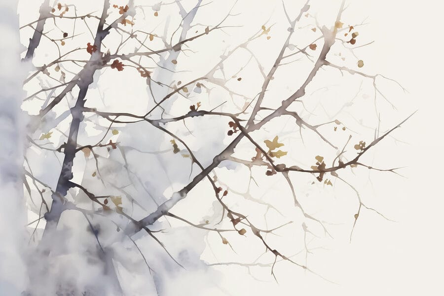 Wall murals Watercolor of a tree branch with leaves on it - Image 3