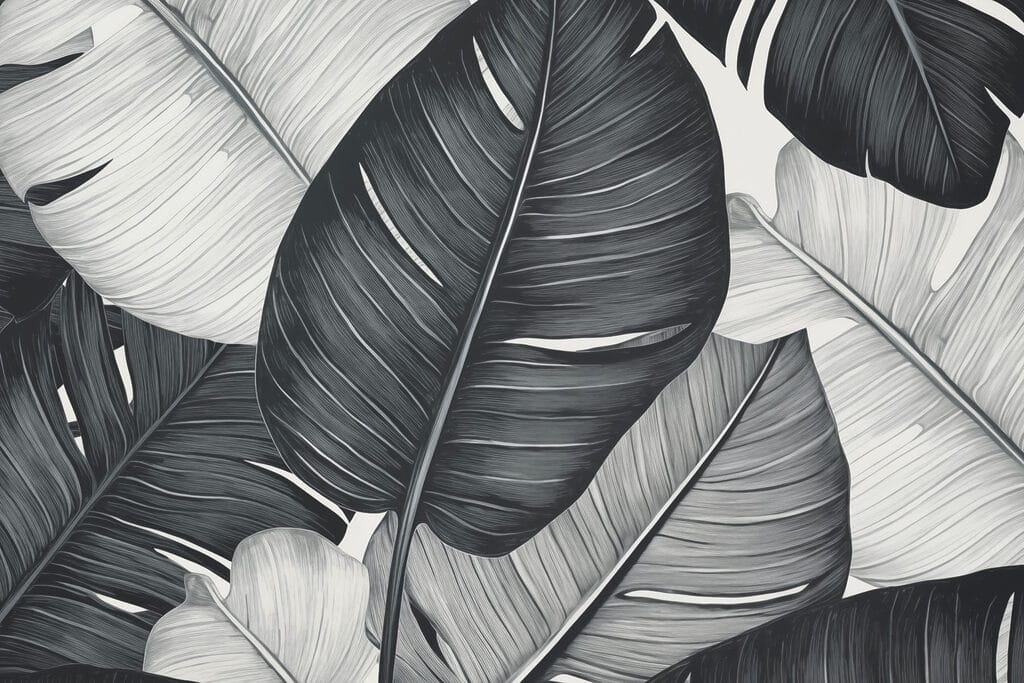 Textured leaves in monochrome hues